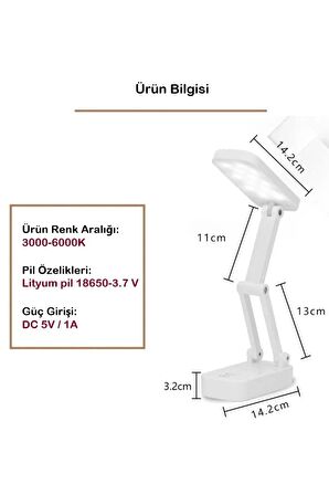 Katlanabilir Taşınabilir 24 LED'li Masa Lambası- 3 Farklı Aydınlatma Moduyla Pratik ve Şık