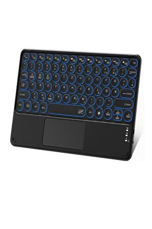Vorcom SXPro 10" Tablet Uyumlu Şarjlı Touchpadli Yuvarlak Tuş RGB Bluetooth Klavye