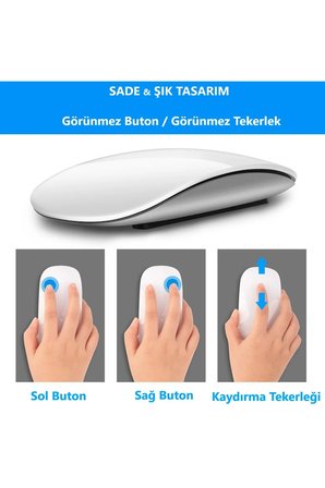 CASPER PAD H10-H10 Pro 12.6" Tablet İçin Uyumlu Bluetooth Touch Şarjlı Magic Model Mouse Sessiz Dokunmatik Fare