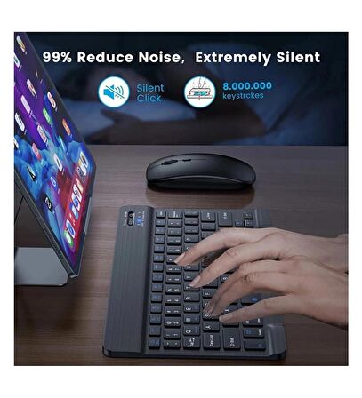 Huawei MatePad 10.4  Uyumlu Slim Şarjlı Bluetooth Klavye ve Mouse Seti