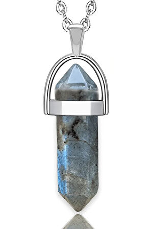 Sertifikalı Çivi Doğal Labradorit Taşı Kolye