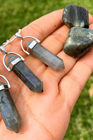 Sertifikalı Çivi Doğal Labradorit Taşı Kolye