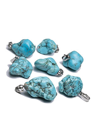 Sertifikalı Ham Işlenmemiş Doğal Firuze Taşı Kolye (Turkuaz Taşı)