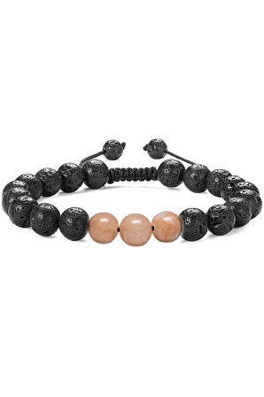 Sertifikalı Doğal Lav - Güneş Taşı Bileklik Seti