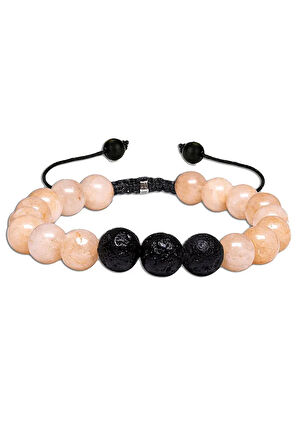 Sertifikalı Doğal Lav - Güneş Taşı Bileklik Seti