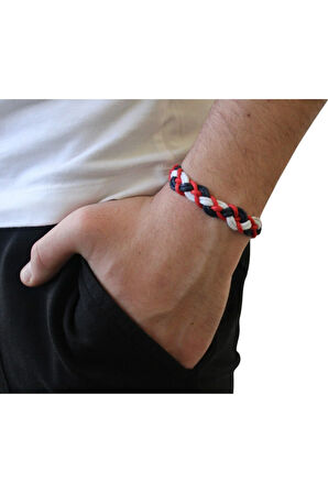 Baharın Renkleri İp Bileklik ( Kırmızı- Lacivert- Beyaz) Renk