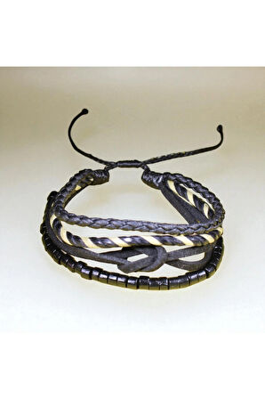 Siyah Gemici Düğümlü El Yapımı Bileklik – Ayarlanabilir Asansör Bağlı Unisex Tasarım