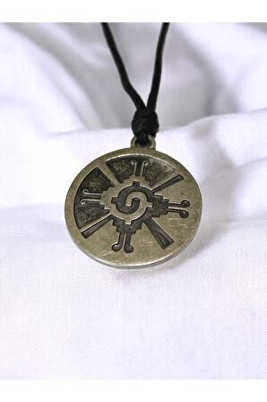 Hunab Ku Evrensel Denge Kolyesi – El Yapımı Antik Gümüş Zamak - Ayarlanabilir Siyah İp