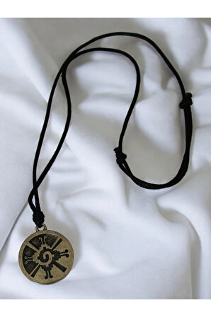 Hunab Ku Evrensel Denge Kolyesi – El Yapımı Antik Gümüş Zamak - Ayarlanabilir Siyah İp