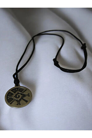 Hunab Ku Evrensel Denge Kolyesi – El Yapımı Antik Gümüş Zamak - Ayarlanabilir Siyah İp