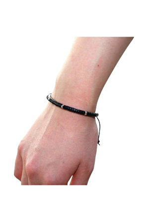 Doğal Siyah Oniks Taşlı El Yapımı Bileklik – Ruh Dinginliği ve Enerji Dengeleyici