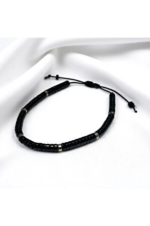 Doğal Siyah Oniks Taşlı El Yapımı Bileklik – Ruh Dinginliği ve Enerji Dengeleyici