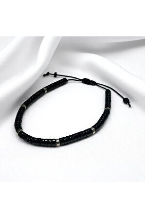 Doğal Siyah Oniks Taşlı El Yapımı Bileklik – Ruh Dinginliği ve Enerji Dengeleyici