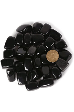 Sertifikalı Tamburlanmış 1.kalite Doğal Sitrin Taşı Kütle Parça Doğal Siyah Gri Obsidyen Taşı Renk