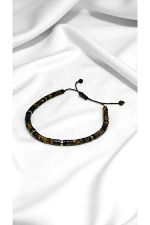 Doğal Kaplan Gözü Taşlı El Yapımı Bileklik – Enerji Dengeleyici ve Şık Tasarım