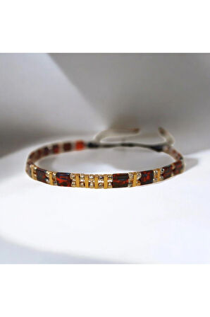 Tila Boncuklarla Zarif Ve Renkli Bileklikler Serisi - Desenli Kırmızı Model