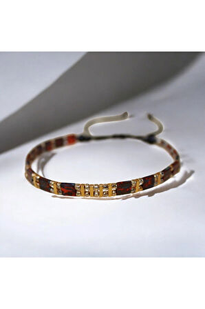 Tila Boncuklarla Zarif Ve Renkli Bileklikler Serisi - Desenli Kırmızı Model