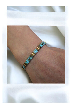 Tila Boncuklarla Zarif ve Renkli Bileklikler Serisi - Desenli Turkuaz