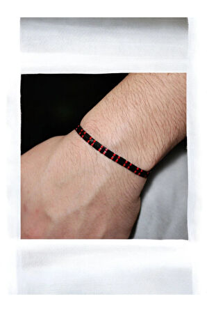 Tila Boncuklarla Zarif Ve Renkli Bileklikler Serisi - Kırmızı Miyuki - Siyah Tila