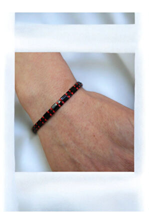 Tila Boncuklarla Zarif Ve Renkli Bileklikler Serisi - Kırmızı Miyuki - Siyah Tila