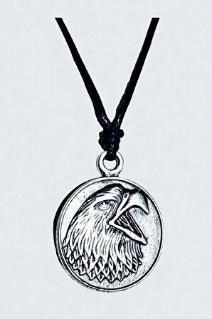 Kartal Zamak Motifli Tasarım Ayarlanabilir Pamuk İp Kolye 02