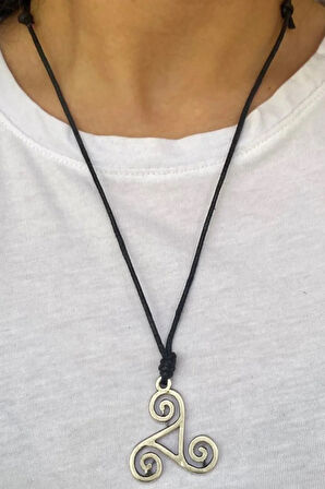 Alpha Beta Omega Sembollü Kolye – Zamak Metal Tasarım, Ayarlanabilir Pamuk İp