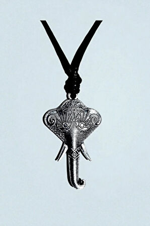 Fil Motifli Kolye – Zamak Metal Tasarım, Ayarlanabilir Pamuk İp