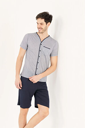 VİSKON KUMAŞ ERKEK 3'LÜ PJAMA TAKIMI