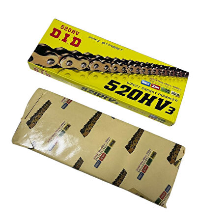 Motosiklet Zincir 520 X 128 Bakla Oringli Gold Did