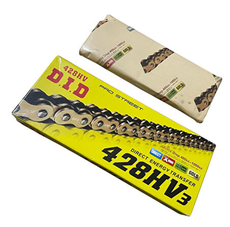 Motosiklet Zincir 428 X 128 Bakla Oringli Gold DİD