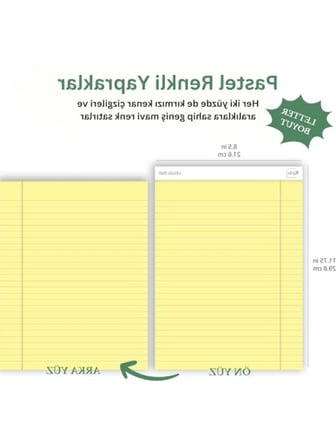 Sarı Renkli Legal Pad, 50 Yaprak, Geniş Satır Aralığı