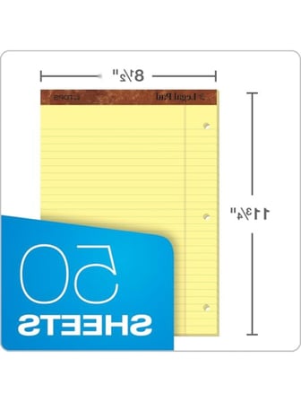 Legal Pad Not Defteri - 50 Yaprak, 3-Delik Delikli, 21,6 x 29,8 cm