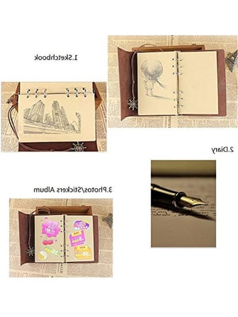 Vintage Doldurulabilir Notebook - Klasik PU-Deri Seyahat Günlüğü