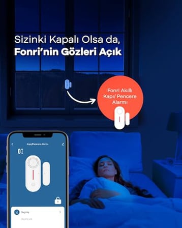 Fonri Akıllı Kablosuz Kapı Pencere Alarmı, Mobil Bildirim, Wifi, Uzaktan Takip, 2 Yıl Garantili ve Tuya Destekli (1)