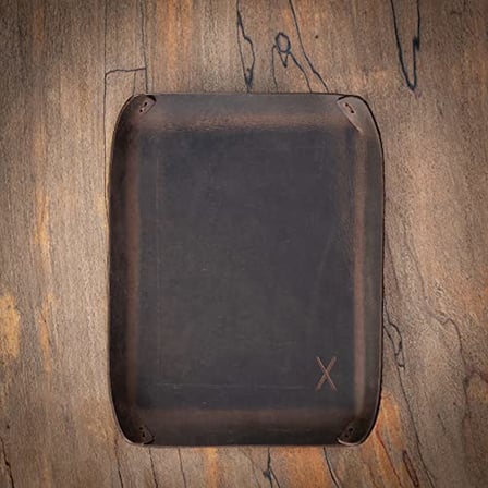 Masaüstü Organizer, Toplayıcı, Hakiki Deri Vale Tepsisi, Telefon pedi, Deri Sümen, Deri Pad, Deri Kase, Zarf ve Mektup Tepsisi, vallet tray, catch it all tray, leather (Kestane - Koyu Kahverengi)