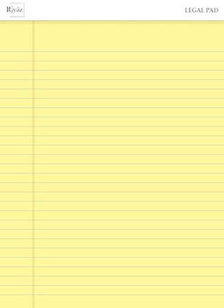 Letter Boyut (216 x 297mm), Sarı renkli Legal Pad, Notluk, Notepad, Defter, 50 Yaprak, Geniş Satır aralığı, okul, iş ve ofis için, Türk Malı