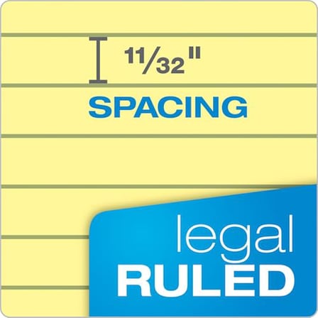 yasal Pad Legal Pad, 8 – 1/2 x 11 – 3/10,2 cm, delikli, 3-delik delikli, Kanarienvoegel, Legal/Genişlik Rule, 50 yaprak Pro blok, 12 PADS Pro Pack (75351)