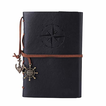Vintage doldurulabilir notebook, birinci sınıf PU-Deri klasik kabartmalı Travel Journal günlük boş sayfa ve retro kolye ucu