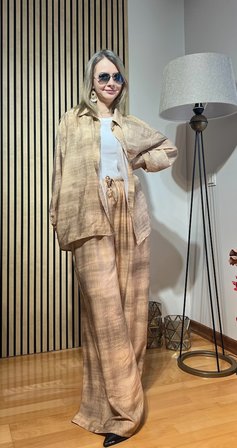 Vera Tesettür Uyumlu Yazlık Modal Kumaş Oversize Gömlek Pantolon Takım
