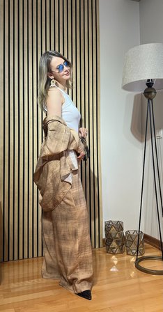 Vera Tesettür Uyumlu Yazlık Modal Kumaş Oversize Gömlek Pantolon Takım