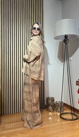 Vera Tesettür Uyumlu Yazlık Modal Kumaş Oversize Gömlek Pantolon Takım