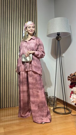 Vera Tesettür Uyumlu Yazlık Modal Kumaş Oversize Gömlek Pantolon Takım