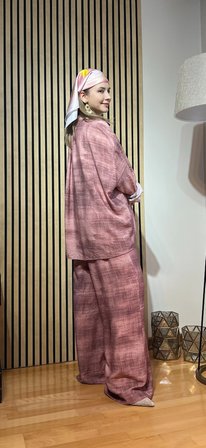 Vera Tesettür Uyumlu Yazlık Modal Kumaş Oversize Gömlek Pantolon Takım