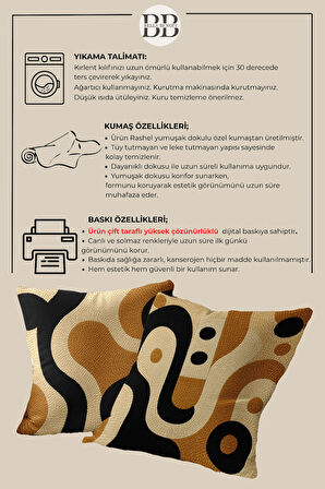 2’li Nakış Desenli, Çift Taraflı Baskı, Dekoratif Kırlent Kılıfı Seti – Bohem Stil, Fermuarlı