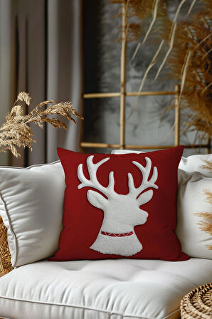 2’li Nakış Punch Yılbaşı Desenli, Çift Taraf Dijital Baskı, Yastık kılıfı, Kırlent Kılıfı, Fermuarlı