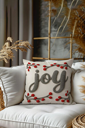 2’li Nakış Punch Yılbaşı Desenli, Çift Taraf Dijital Baskı, Yastık kılıfı, Kırlent Kılıfı, Fermuarlı