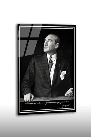 Atatürk Portresi Temperli Cam Tablo, Ev Ve Ofis Duvar Dekoru Hediyelik7