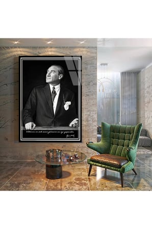 Atatürk Portresi Temperli Cam Tablo, Ev Ve Ofis Duvar Dekoru Hediyelik7