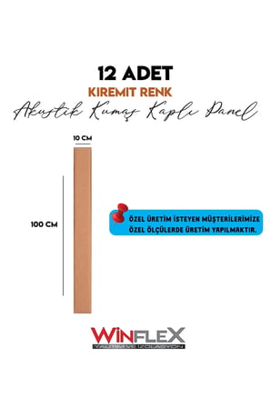 12 Adet Di̇Key Akusti̇K Kumaş Kapli Panel-(10X100Cm) Ki̇Remi̇T