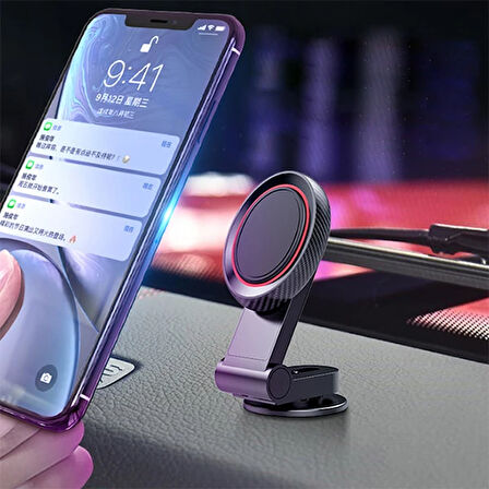 Mıknatıslı Araç Telefon Tutucu Cam ve Torpido Üstü (Siyah)